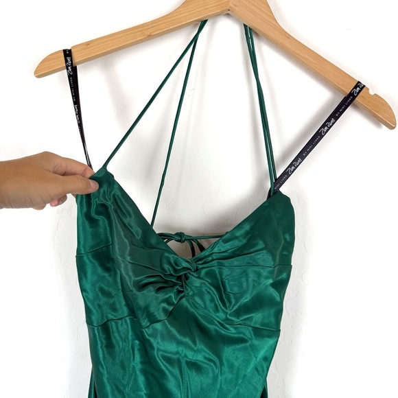 Vintage Zum Zum by Niki Livas Emerald Green Satin Halter Evening Gown Prom Dress - Picture 5 of 16